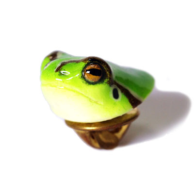 アマガエルの頭のピンバッジ